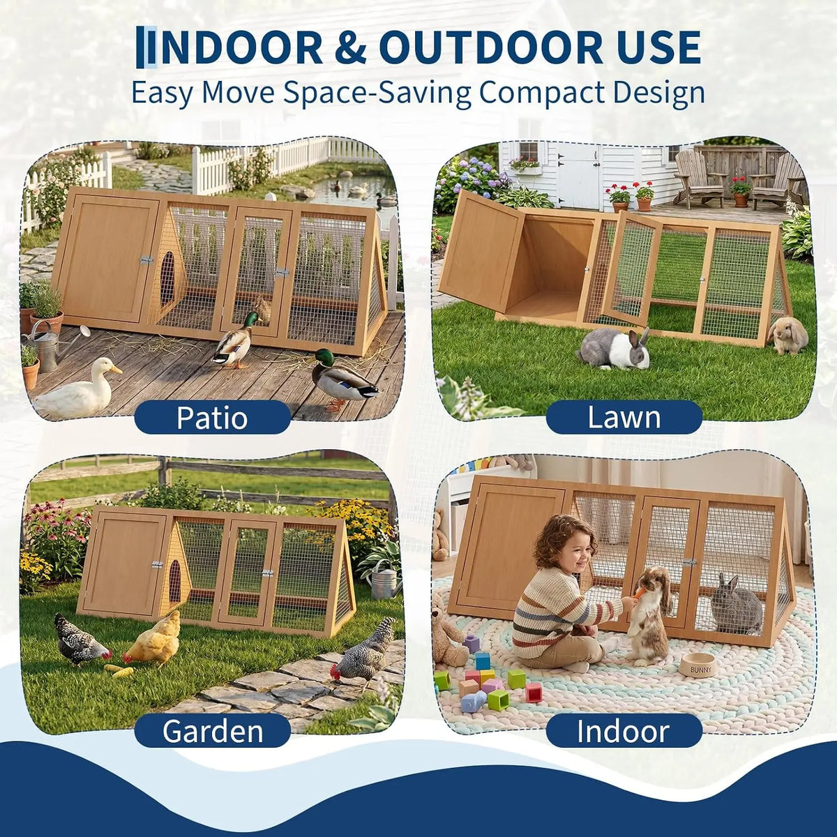 A Frame Wooden Rabbit Hutch And Quail Coop With Ventilating Wire Small Chicken Coop Run With 2 Doors Triangle Quail Cage Outdoor For Small Animal Garden Backyard And Farms