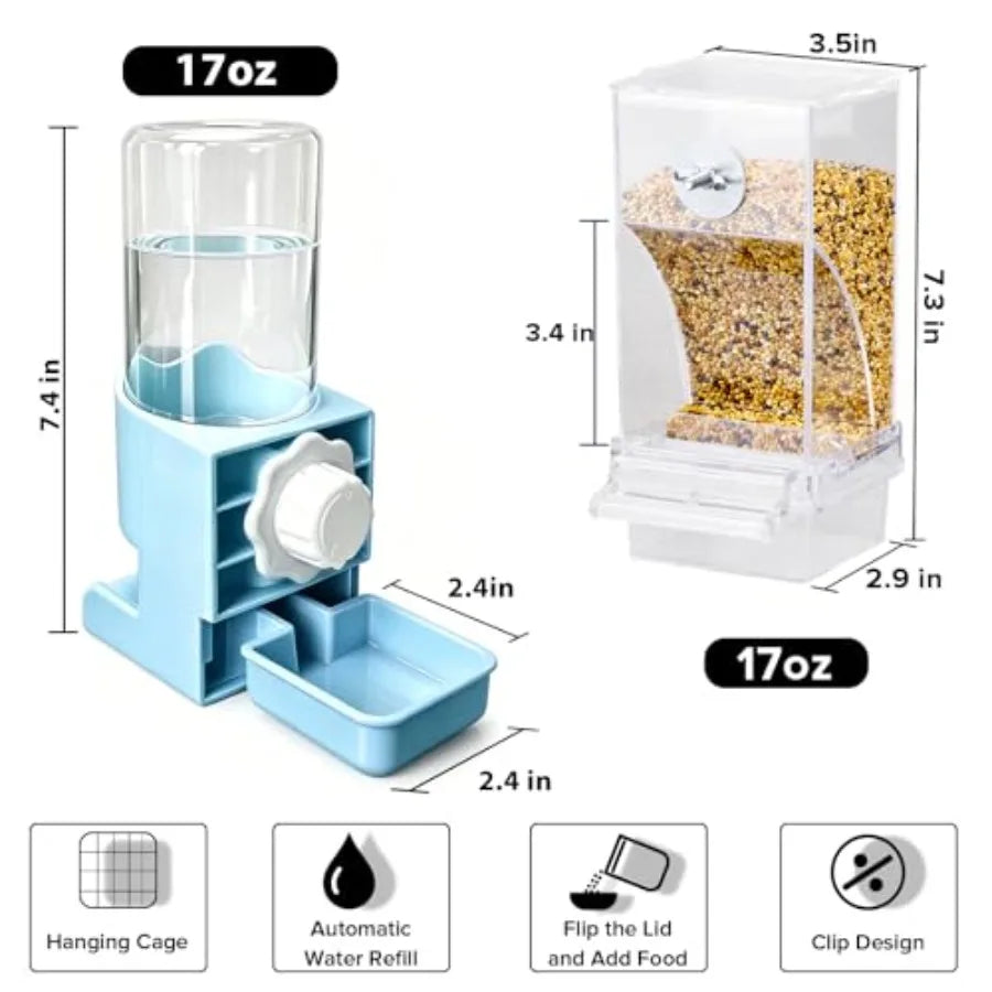 Automatic No Mess Bird Feeder Water Dispenser Set For Parakeets