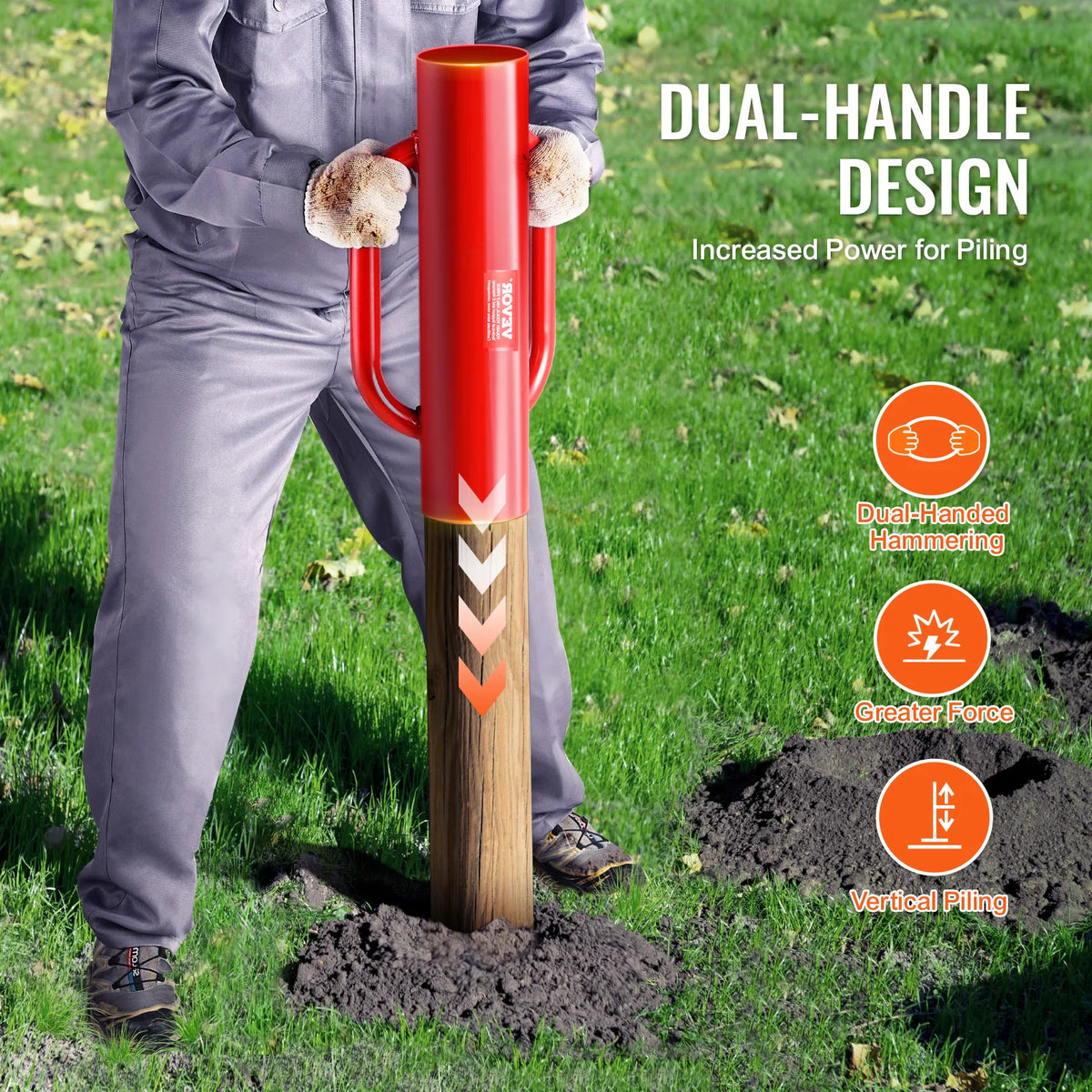 VEVOR Heavy Duty Carbon Steel Handheld Fence Post Driver