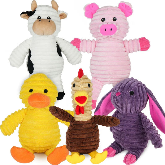 Plush Squeaky Dog Toy Assortment Bundle For Fun Chew Play