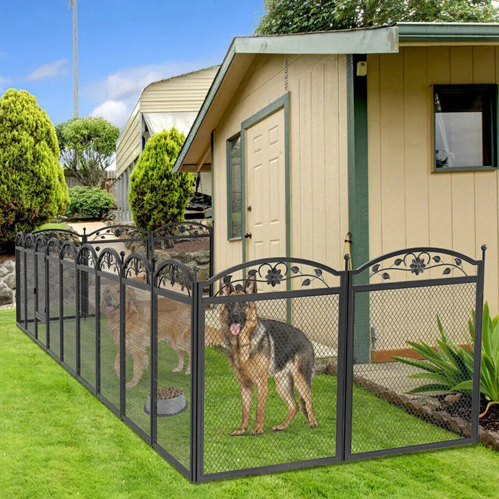 Bingopaw Foldable Metal Dog Playpen With Gate And Fertility Mat