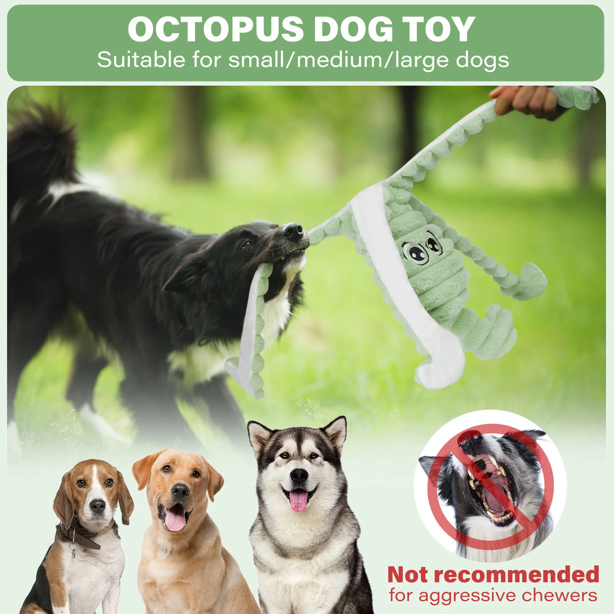 Octopus Design Squeaky Plush Dog Chew Toy Interactive