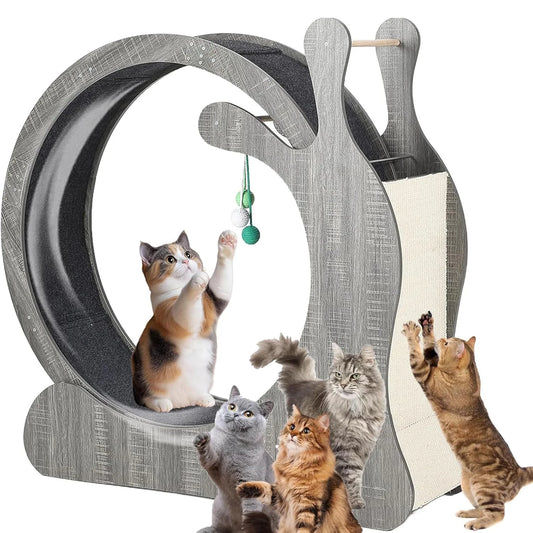 HiMISS Wooden Cat Exercise Wheel With Sisal Scratcher