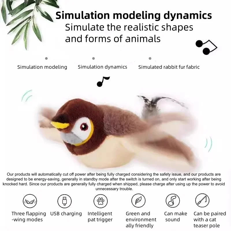Touch Activated Simulated Bird Plush Interactive Pet Toy