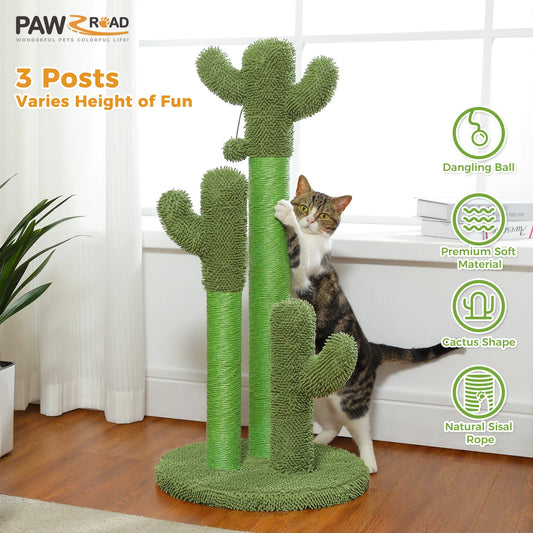 Pawz Road Three Sisal Cat Scratching Post With Interactive Ball