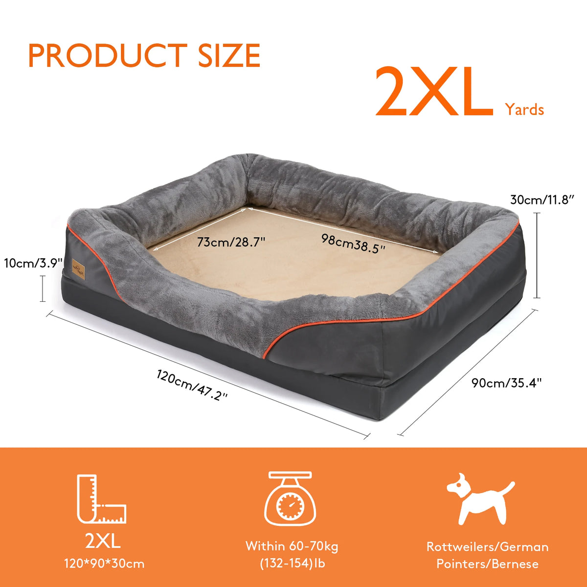 Bingopaw Large Dog Bed Removable Washable Fleece Cover