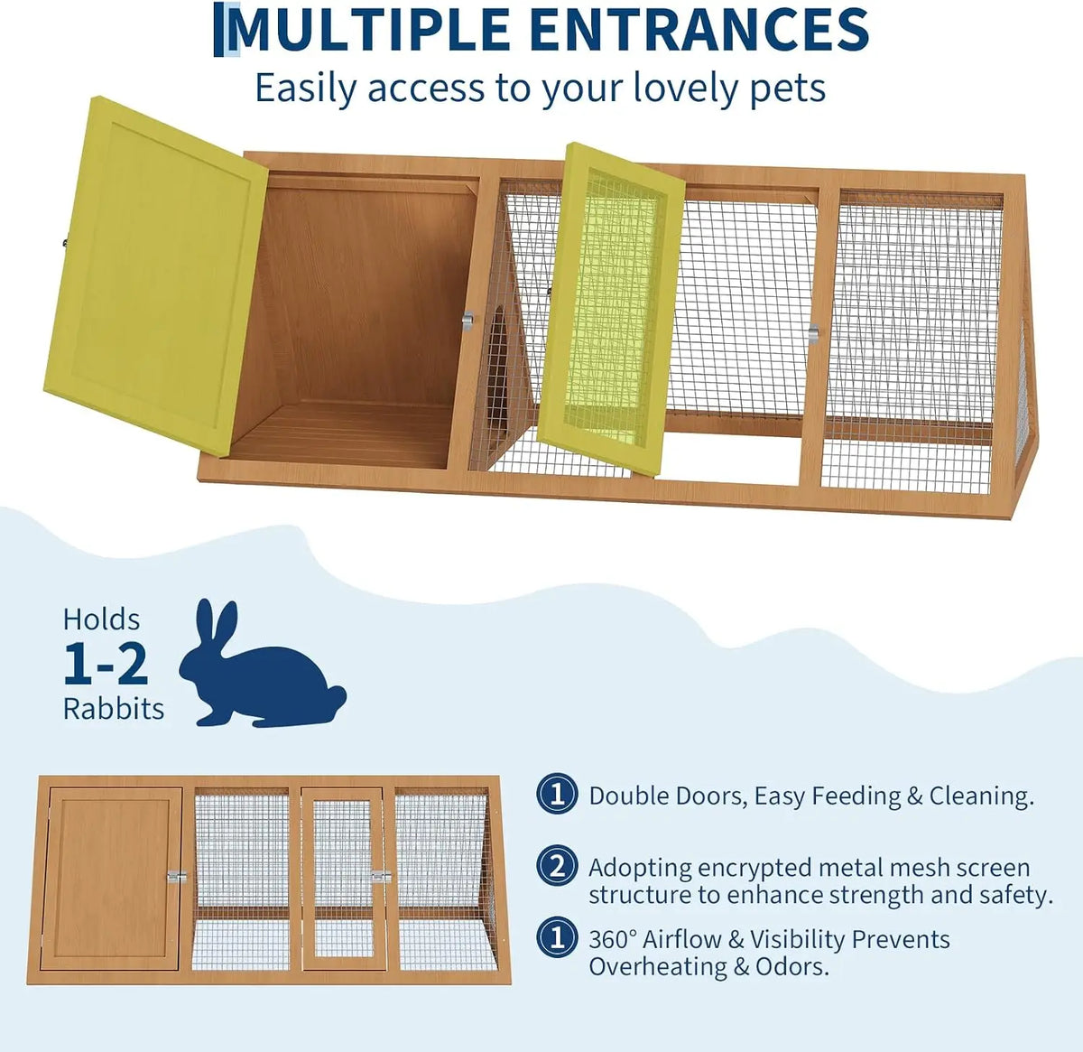 A Frame Wooden Rabbit Hutch And Quail Coop With Ventilating Wire Small Chicken Coop Run With 2 Doors Triangle Quail Cage Outdoor For Small Animal Garden Backyard And Farms