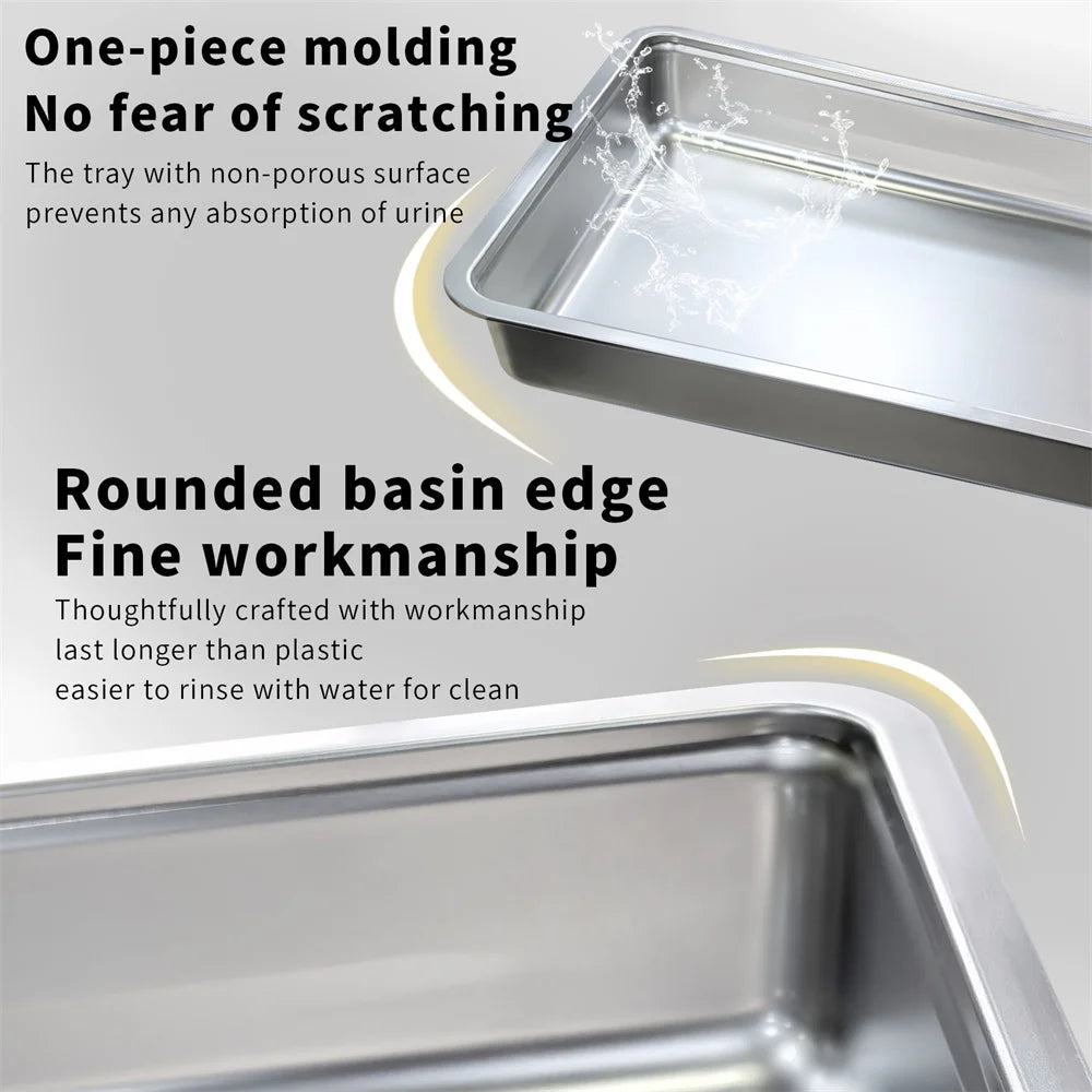 Enclosed Stainless Steel Cat Litter Box With Scoop Easy Cleaning