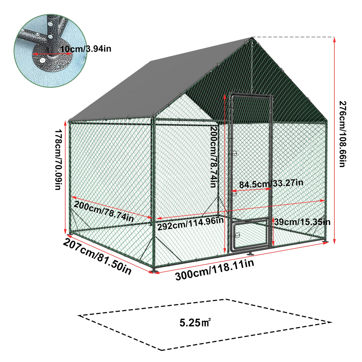 L XL XXL Upgraded Heavy Duty Metal Chicken Coop W/ Cover and Nylon Netting Pet Animal Poultry Run Hen House for Outdoor Backyard