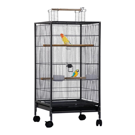 HiMISS Open Top Bird Cage With Rolling Stand And Tray
