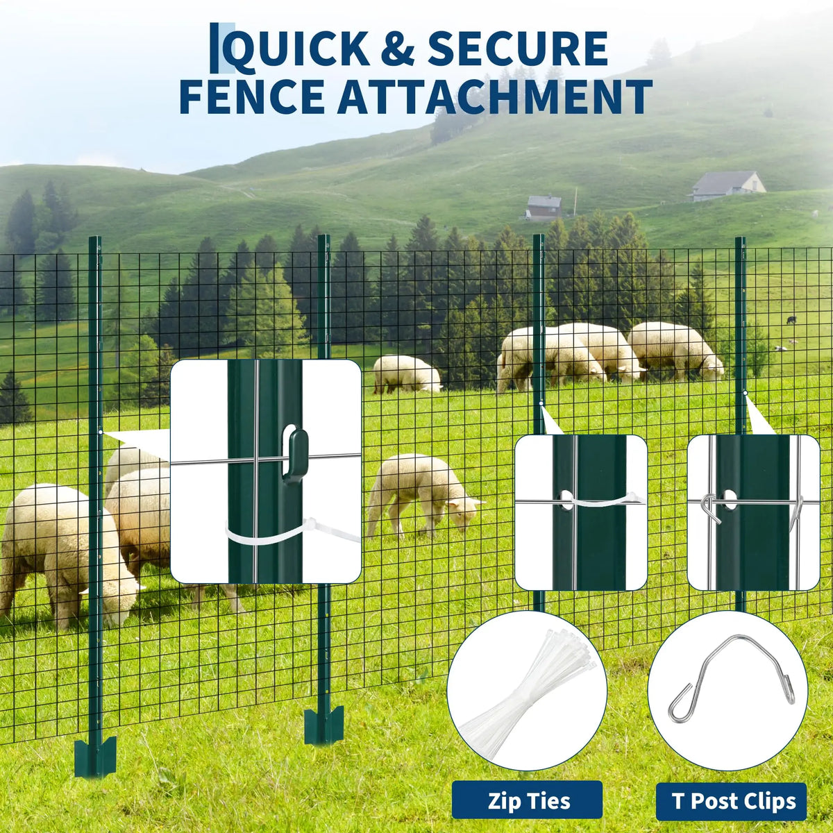 HiMiss No Dig Rustproof Steel U Fence Posts With Ties