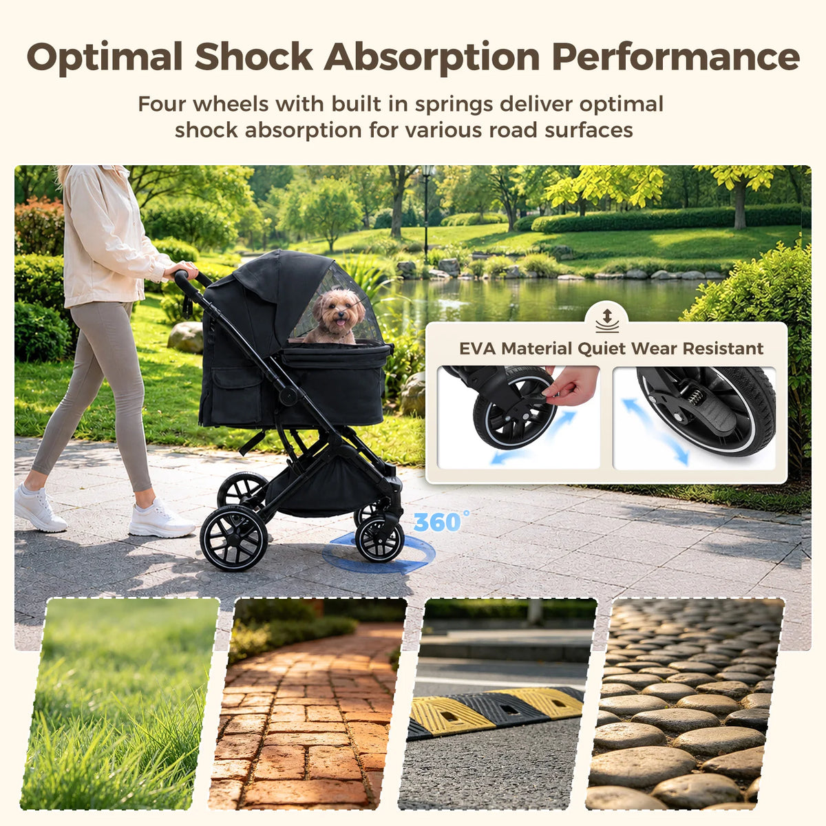 Pawz Road Foldable Pet Stroller With Basket And Cup Holder