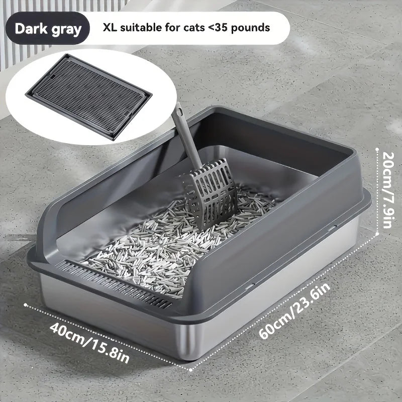 KEMORELA Stainless Steel Enclosed Cat Litter Box With Lid