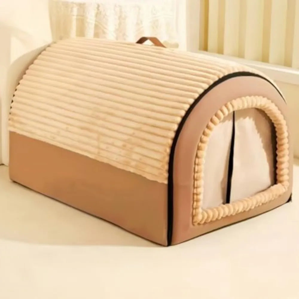 Washable Cat Cave Bed With Removable Plush Cushion