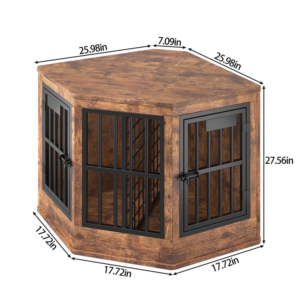 Modern Wooden Corner Dog Crate With Wood Top Media Console