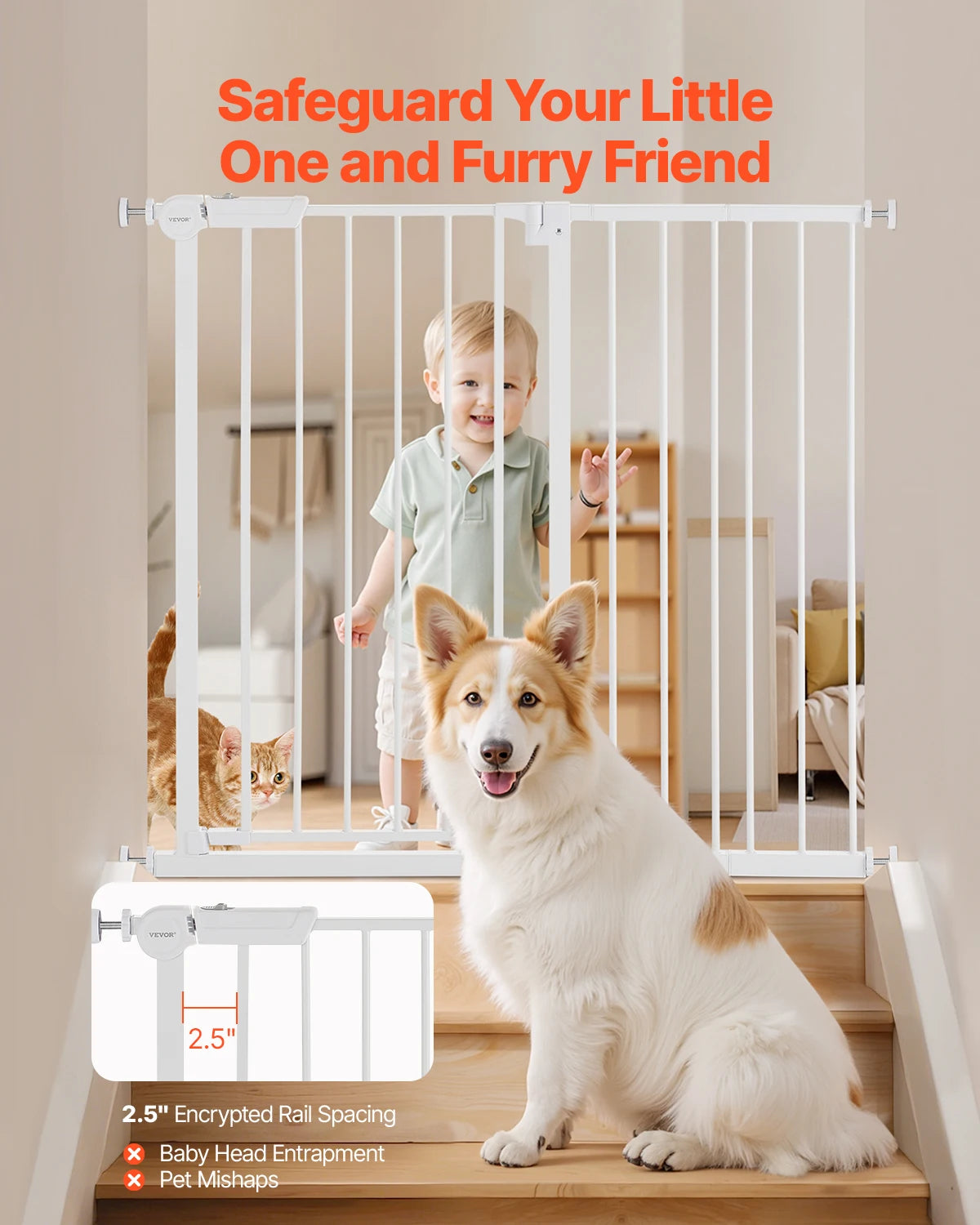 SucceBuy Walk Through Pressure Mount Child Pet Security Gate