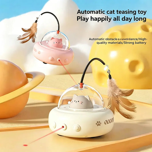 Automatic Interactive Cat Teaser Toy Self Playing Laser And Feather