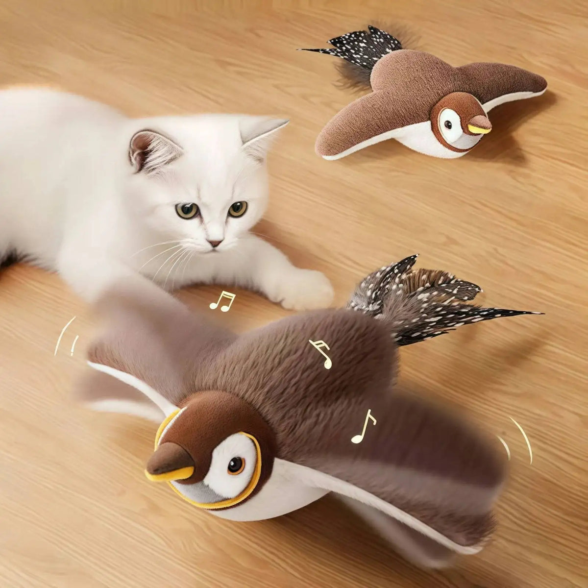 Interactive Rechargeable Chirping Flapping Bird Cat Toy With Touch Activation