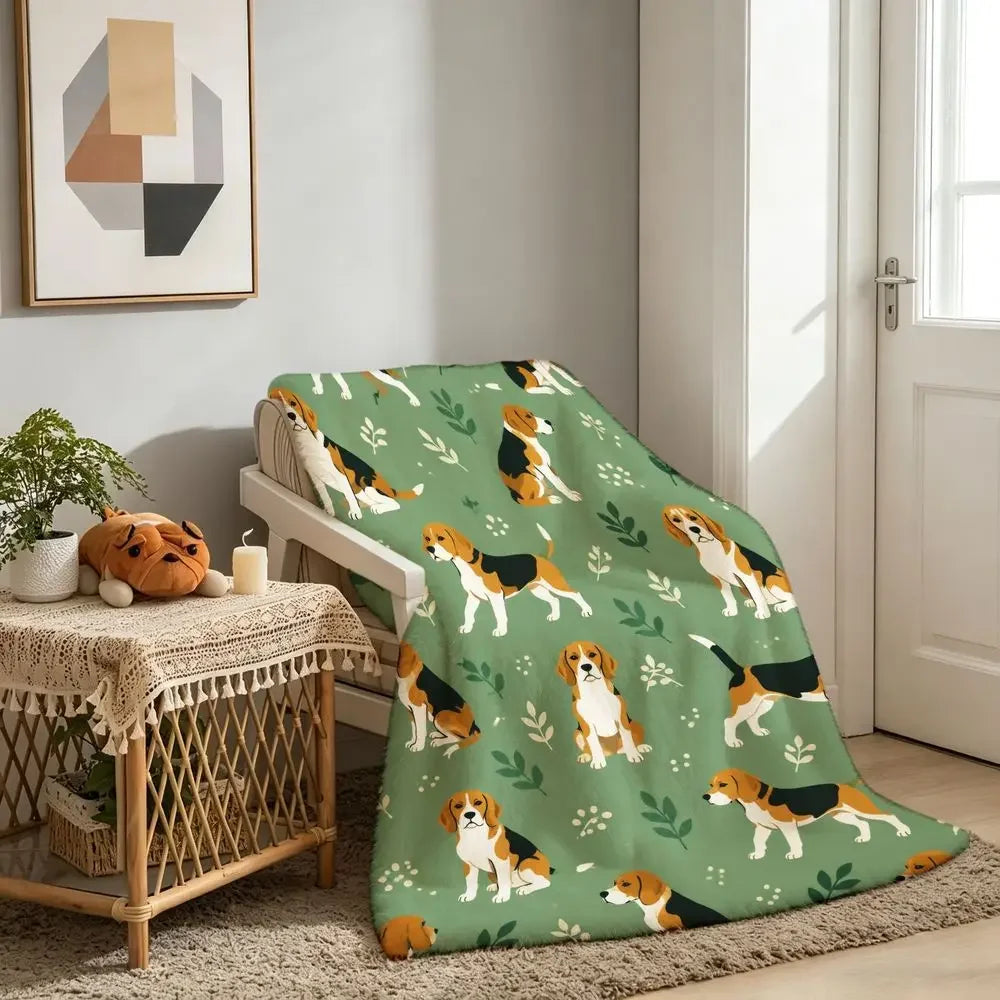 Premium Cozy Beagle Dog Fleece Throw Blanket and Sofa Bedspread