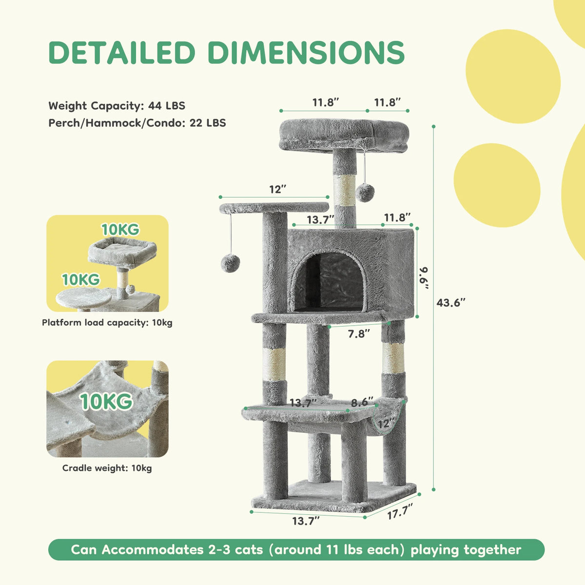JHK Multi Level Cat Tree With Scratching Posts And Cozy House