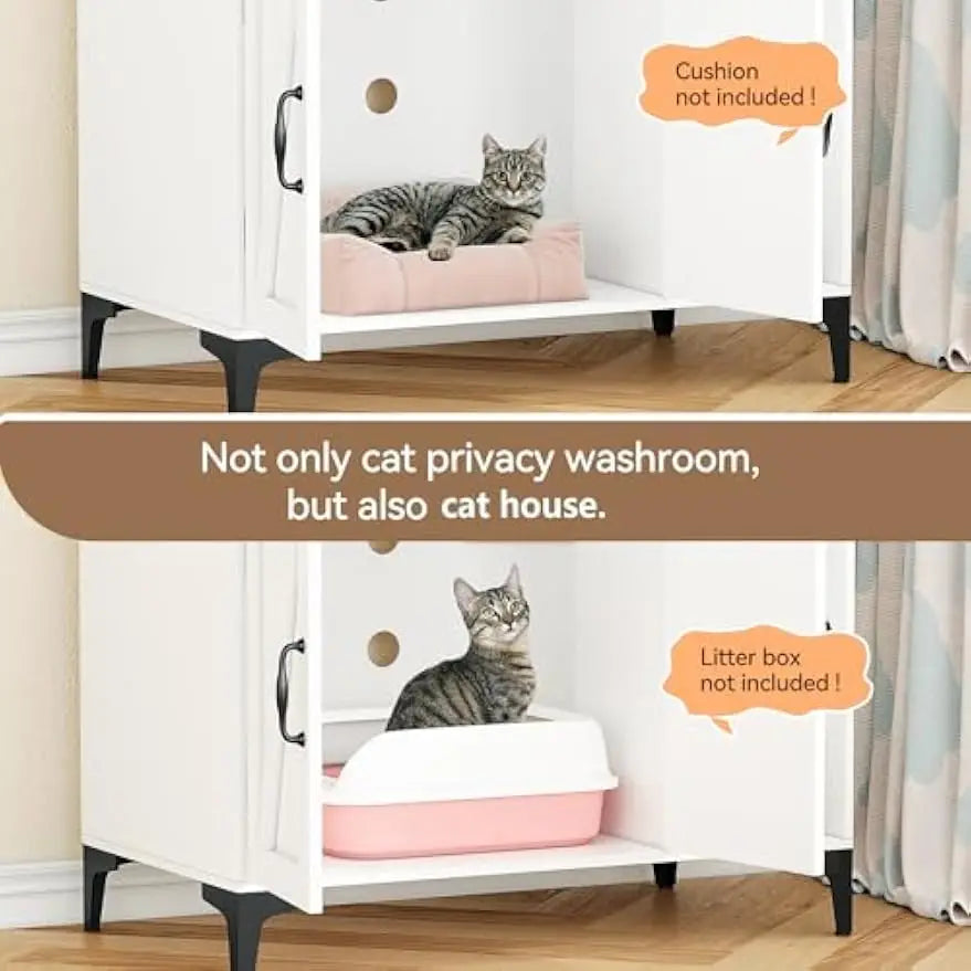 Garvee Wooden Cat Litter Box Enclosure With Storage Cabinet