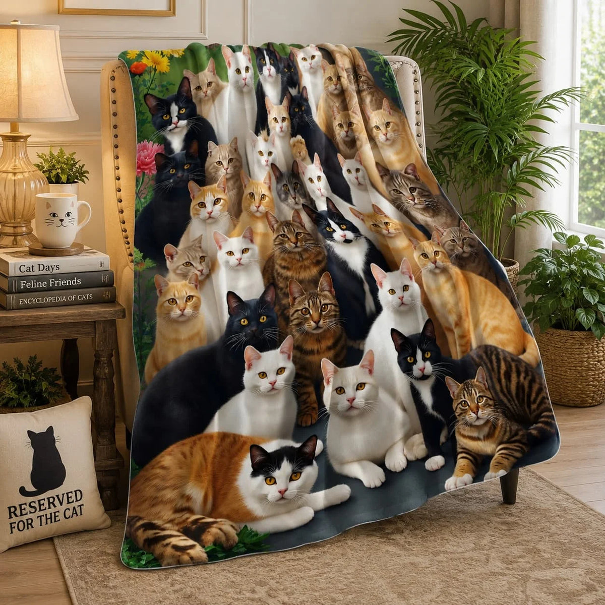 Printed Soft Cat Lover Gift Blanket Crafted From Polyester