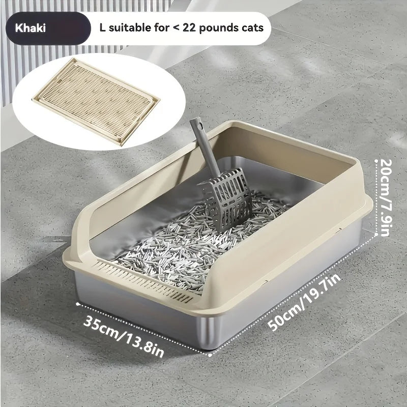 KEMORELA Stainless Steel Enclosed Cat Litter Box With Lid