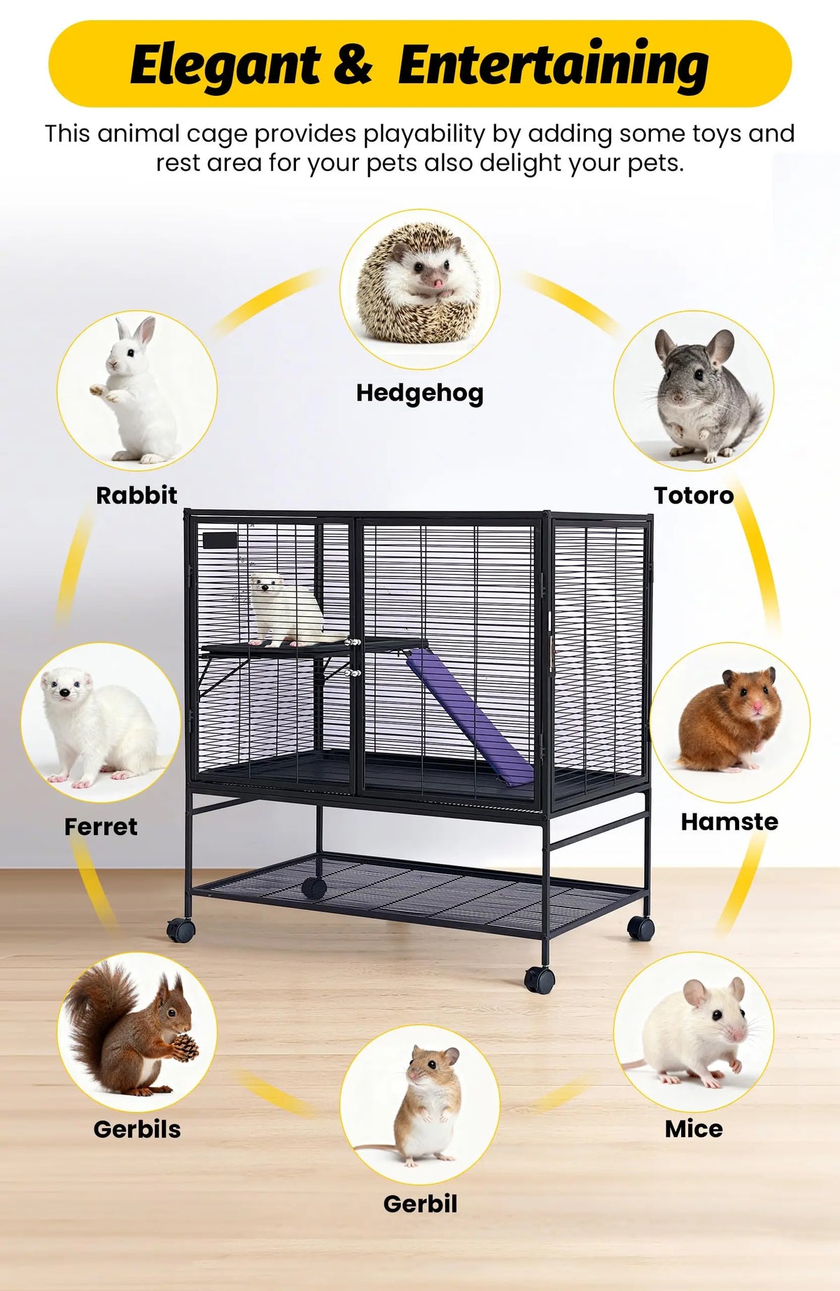 HiMISS Multi Level Small Animal Cage With Removable Tray