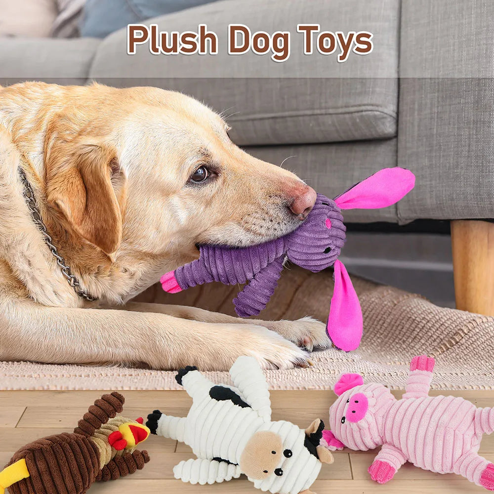 Plush Squeaky Dog Toy Assortment Bundle For Fun Chew Play