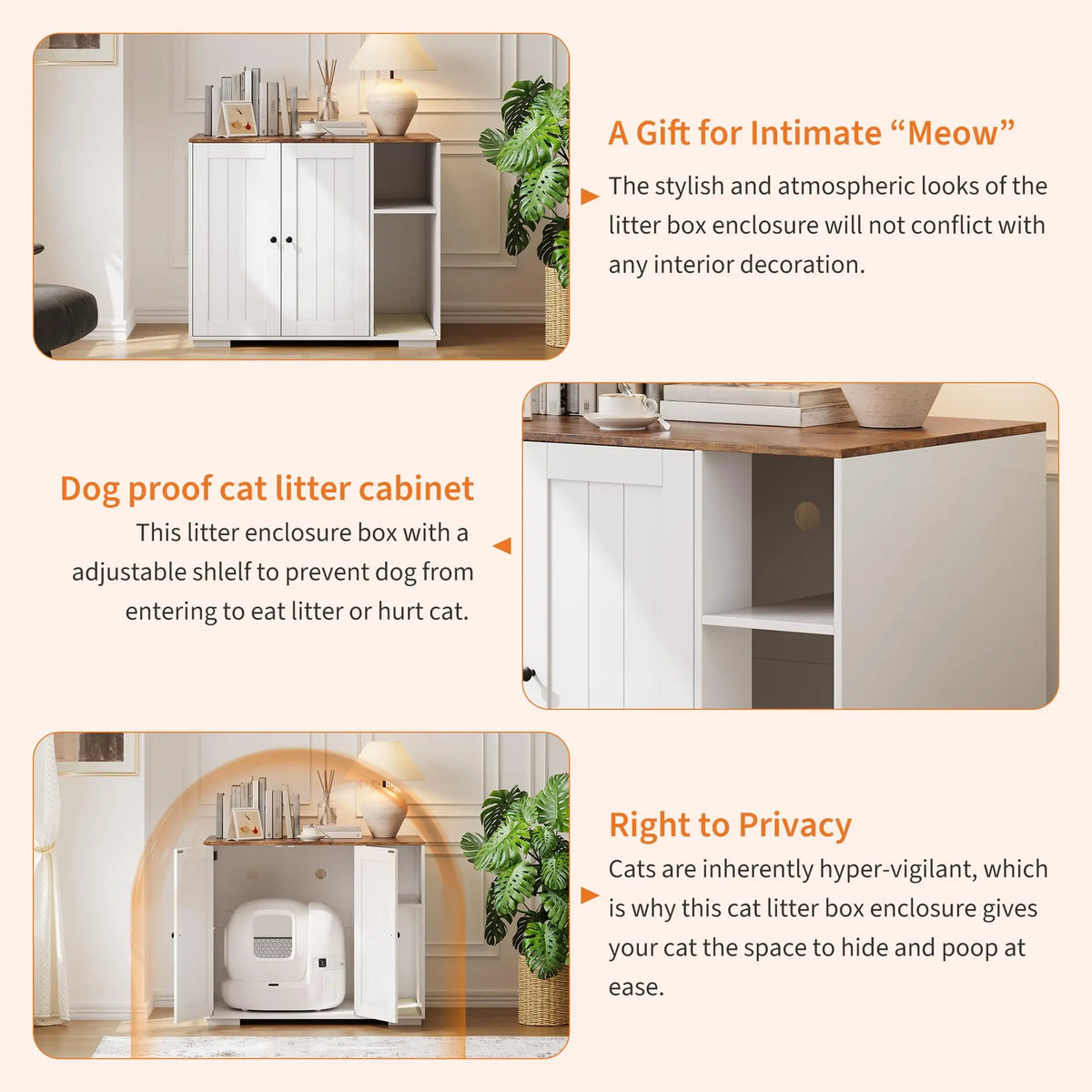 HiMiss Wooden Dog Proof Litter Enclosure With Power Outlet