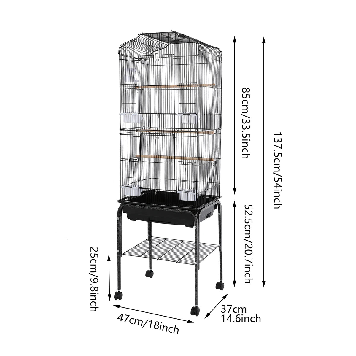Large Bird Cage With Stand And Wheels For Parrots Finches