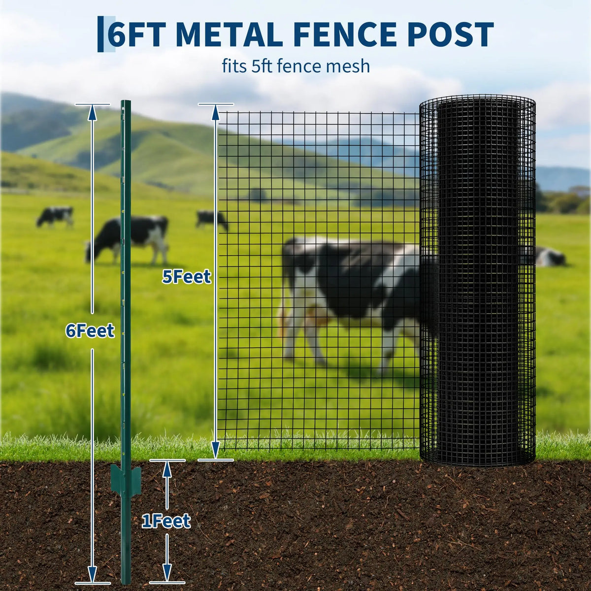 HiMiss No Dig Rustproof Steel U Fence Posts With Ties