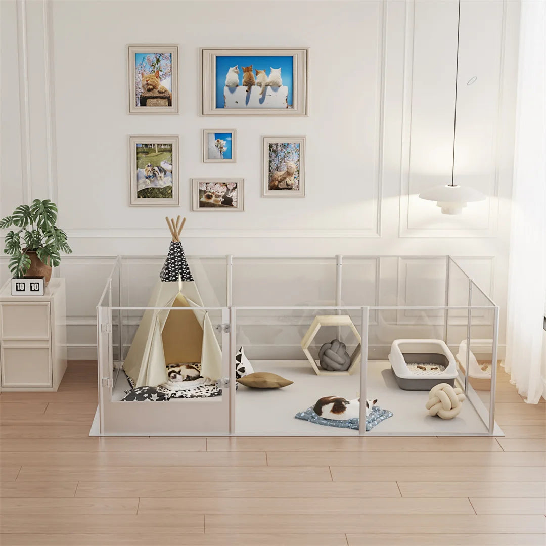 BINGOPAW Clear Acrylic Dog Playpen Waterproof Exercise Fence
