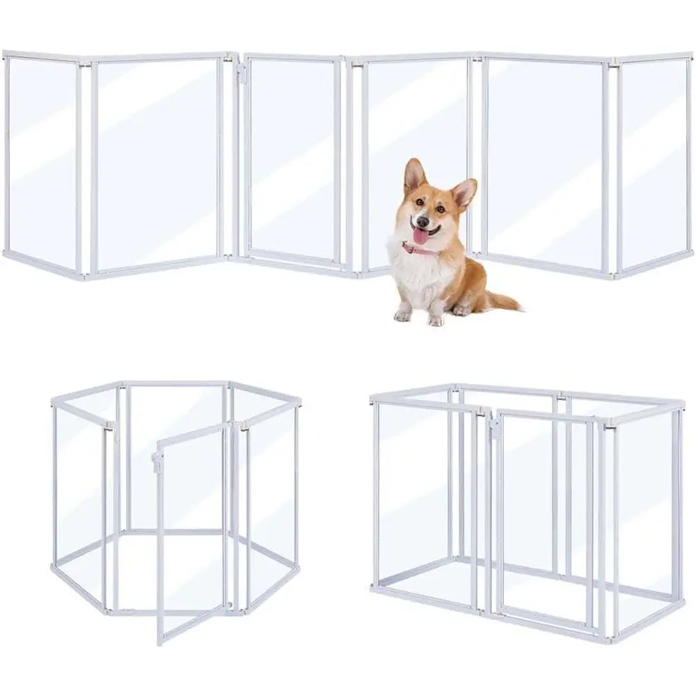 Clear Acrylic Dog Playpen With Walk Through Gate Panels