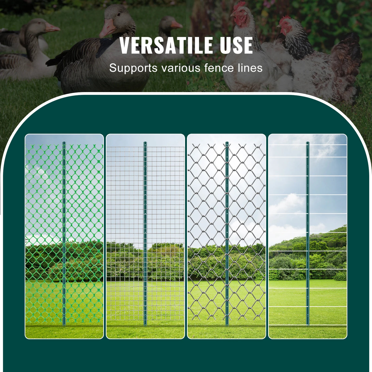 SucceBuy Fence Post T-Post Heavy Duty Metal Fence Posts Sturdy Steel Fence Stakes for GardenYard Lawn Farms&Outdoor Wire Fencing
