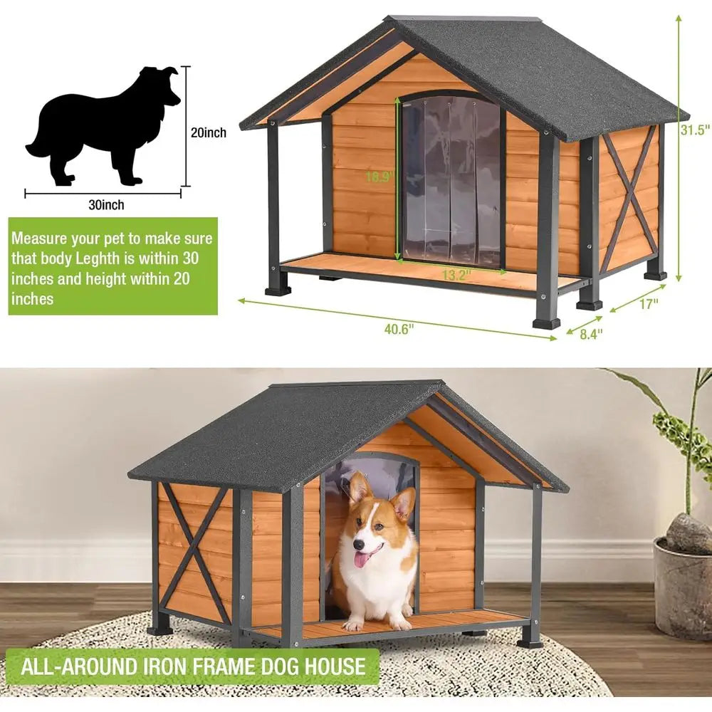 Premium Metal Dog House Featuring Raised Floor And Durable Wood