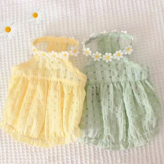 Breathable Floral Collar Pet Skirt For Small Dogs And Cats