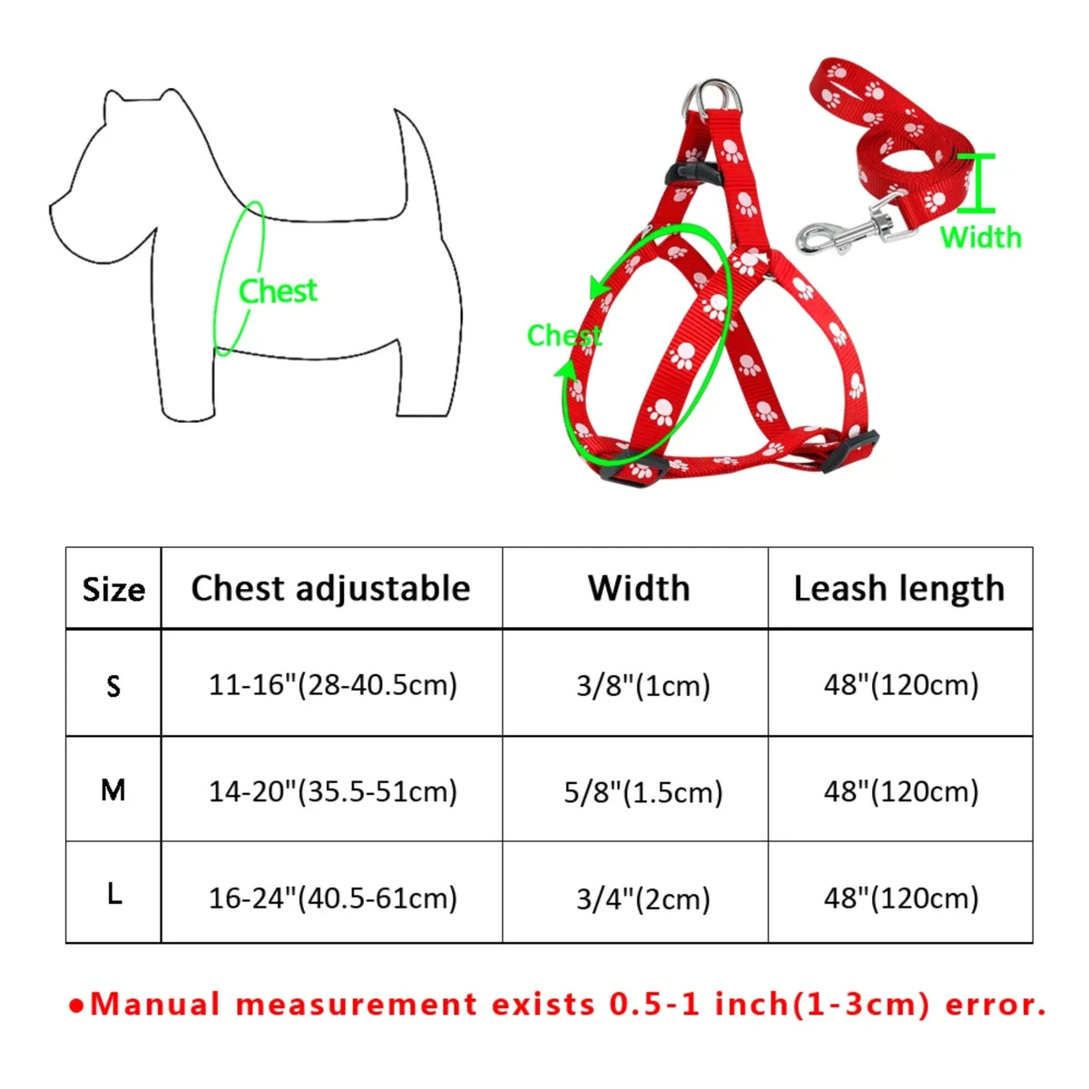 Durable Nylon Walking Dog Harness And Adjustable Leash Set