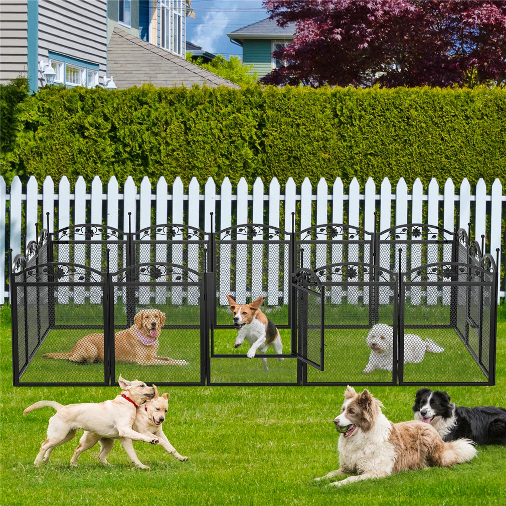 Bingopaw Foldable Metal Dog Playpen With Gate And Fertility Mat