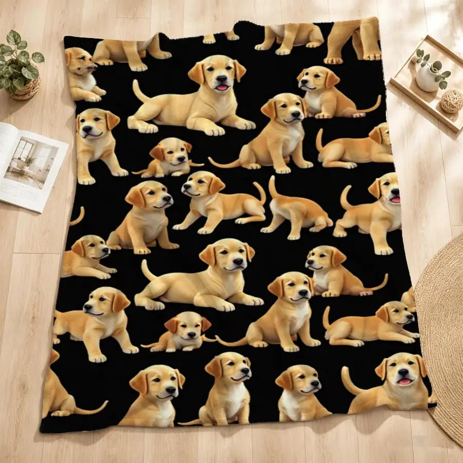 Golden Retriever Puppy Weighted Flannel Blanket For Cozy Comfort