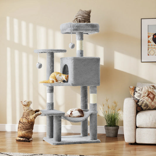 JHK Multi Level Cat Tree With Scratching Posts And Cozy House