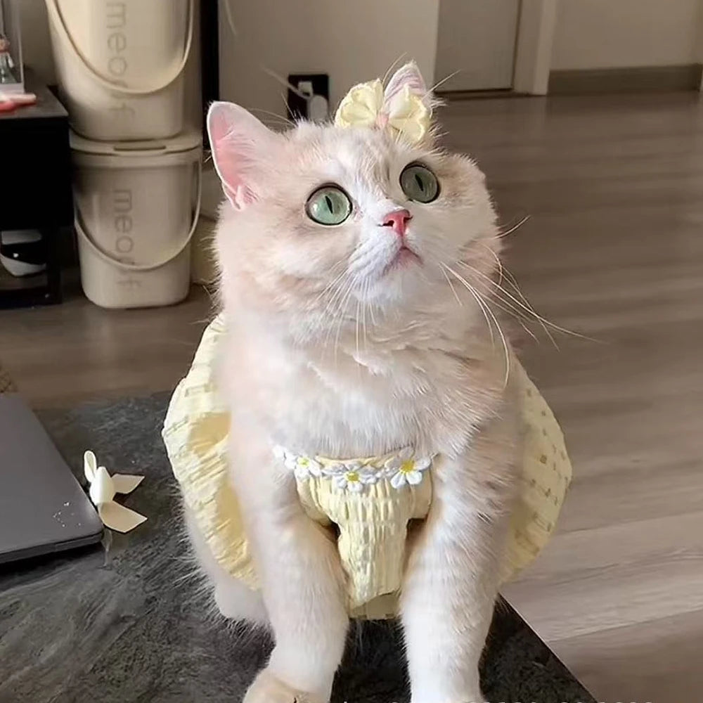 Breathable Floral Collar Pet Skirt For Small Dogs And Cats