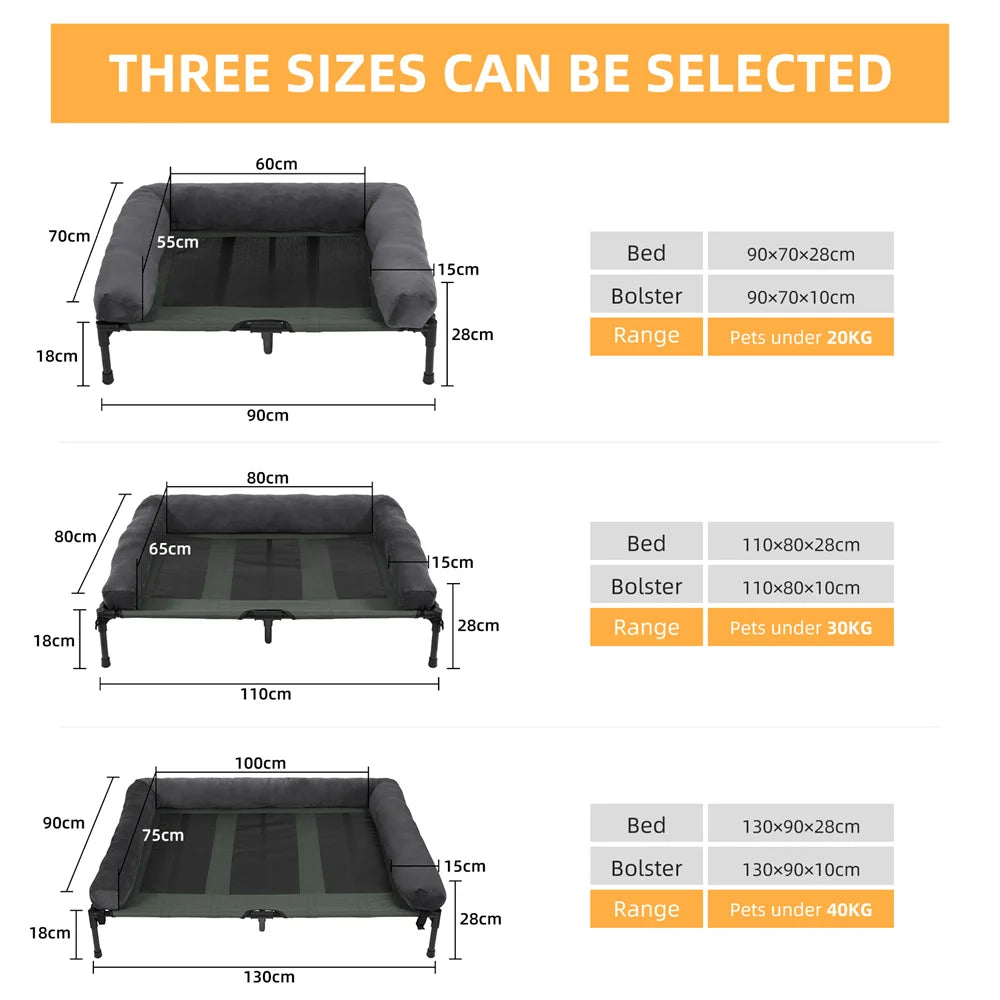 BORWART Raised Outdoor Dog Bed With Cooling Breathable Mat