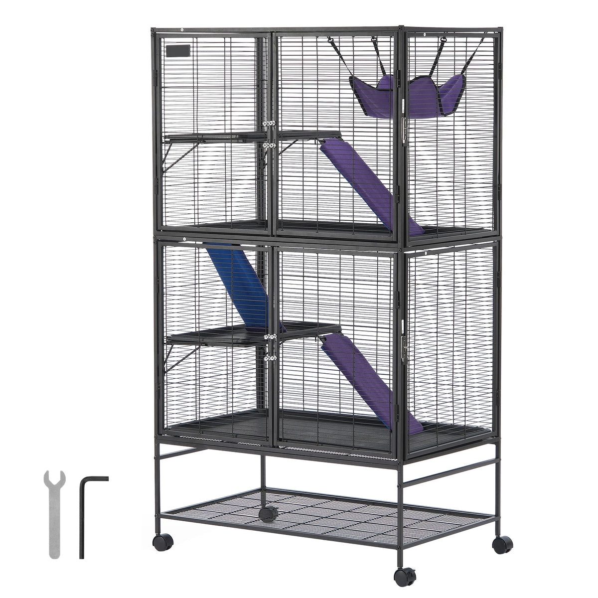 SucceBuy 4 Tier Rolling Metal Ferret Cage for Small Animals
