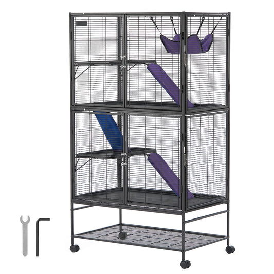 SucceBuy 4 Tier Rolling Metal Ferret Cage for Small Animals