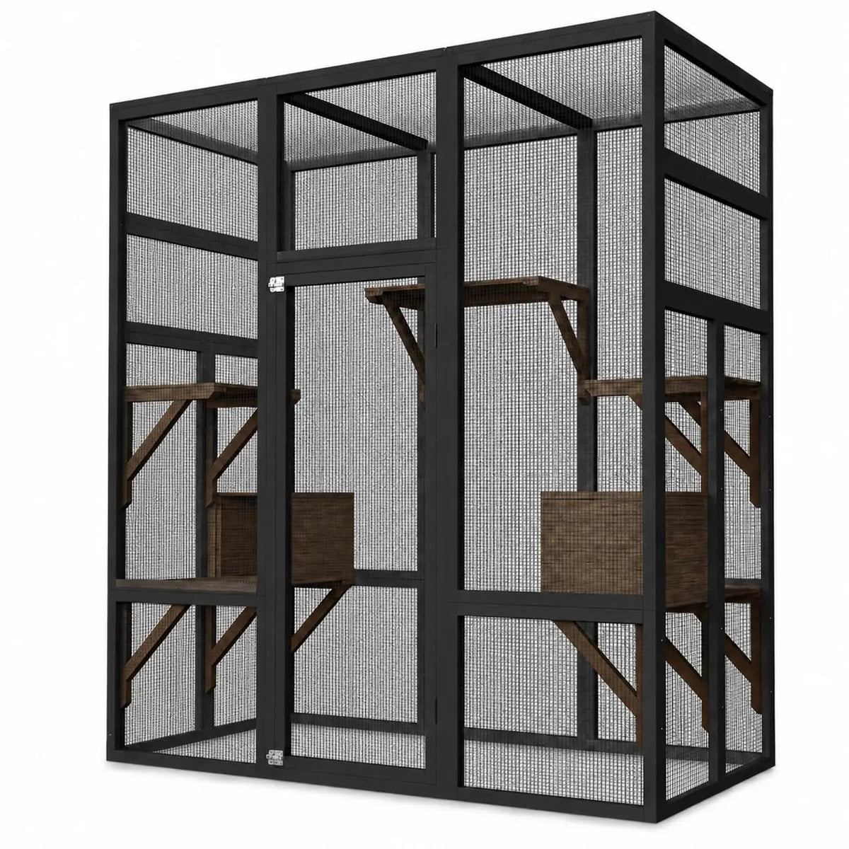HiMISS Outdoor Wooden Cat Catio Enclosure With UV Protected Roof
