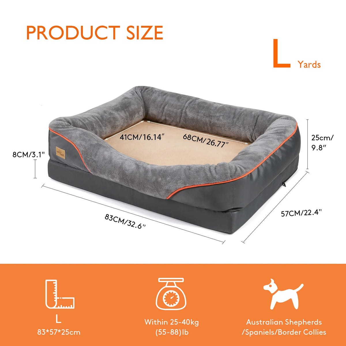Bingopaw Large Dog Bed Removable Washable Fleece Cover