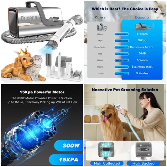 XMSJ 7 In 1 Pet Grooming Kit Powerful Vacuum Suction